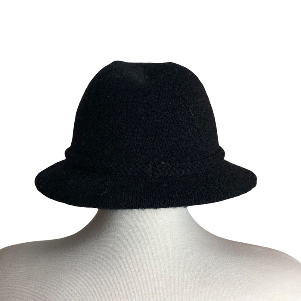 VINTAGE Everitt Women’s Black Fedora Hat with Braided Detail Made In The USA